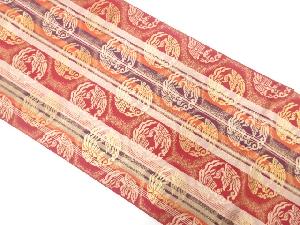 縞に鳳凰模様織り出し袋帯